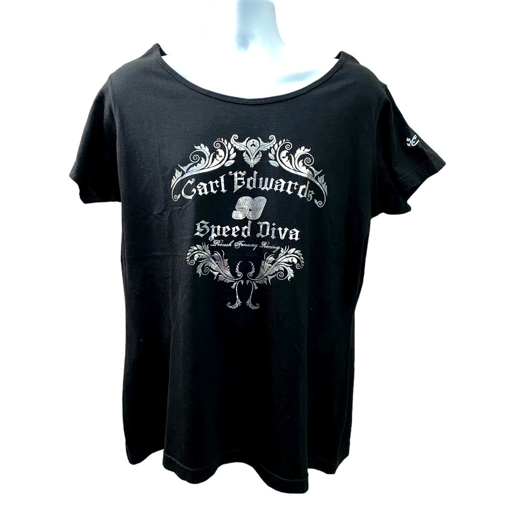 Carl Edwards # 99 Nascar Ladies 2Sided Black Speed Diva Shirt 2XL